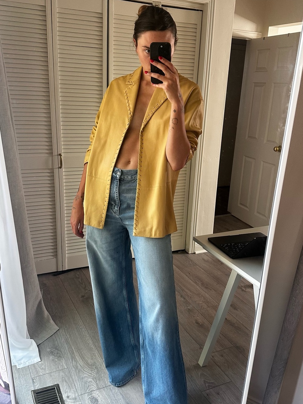 Escada Butter yellow Leather Blazer Jacket - Women